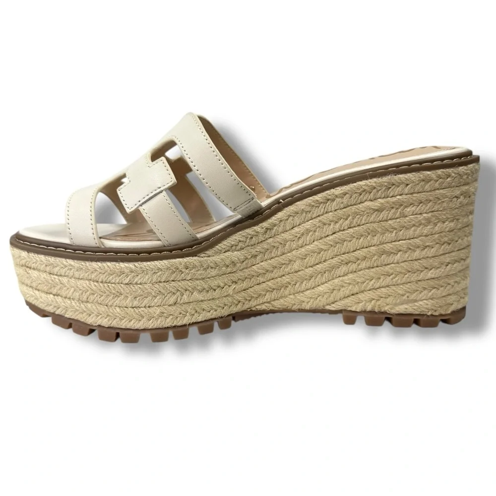 NEW Sam Edelman Laine Platform Wedge Espadrille Sandals Ivory Size 9.5 Resort